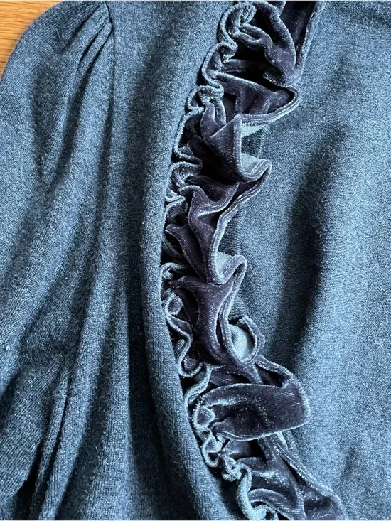 INC Velvet Ruffle Cardigan - Picture 4 of 6
